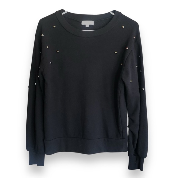 Iridescent Beaded Black Sweatshirt Size Small - Picture 1 of 5